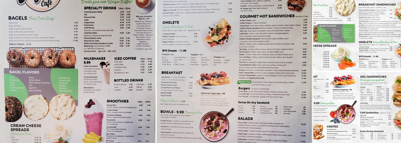 Pop's Bagelry Menu