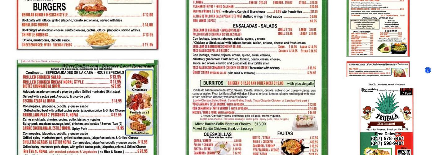 Tequila Restaurant Menu