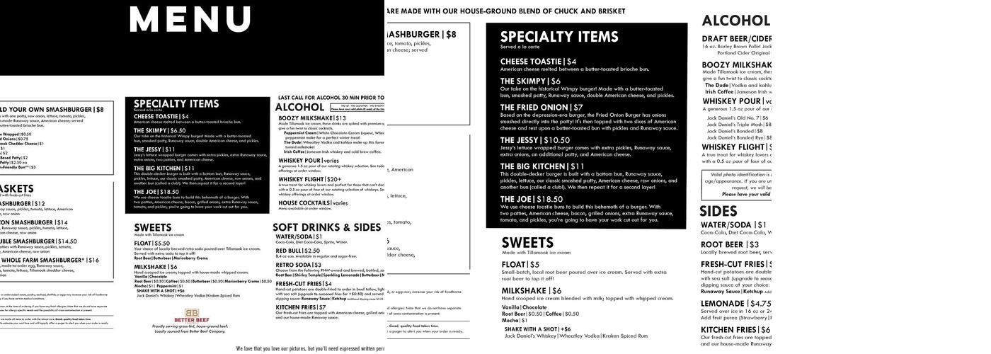 Runaway Kitchen Menu