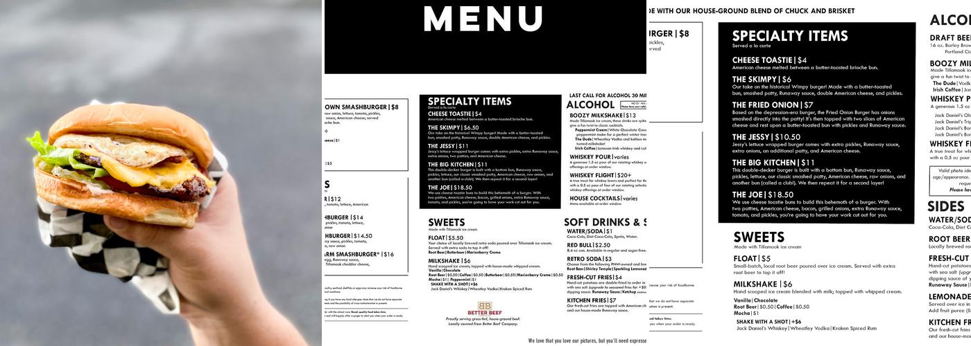 Runaway Kitchen Menu