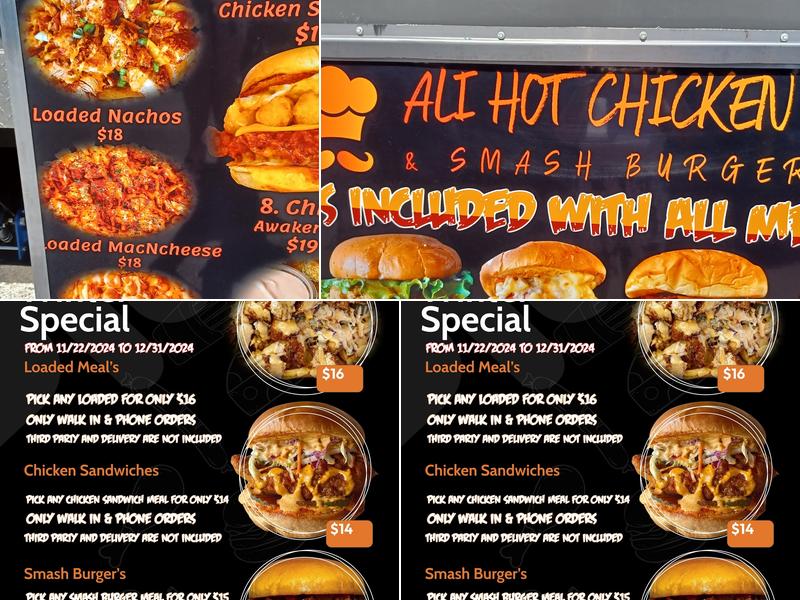 Ali's Hot Chicken And Smash Burger Menu