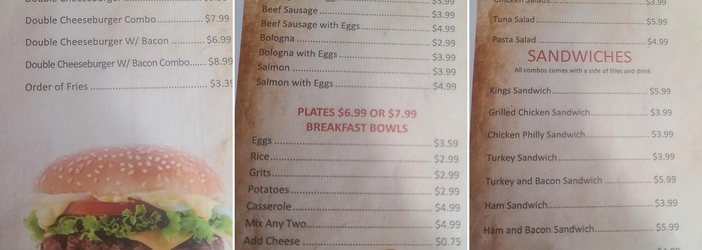 KING'S KITCHEN Menu