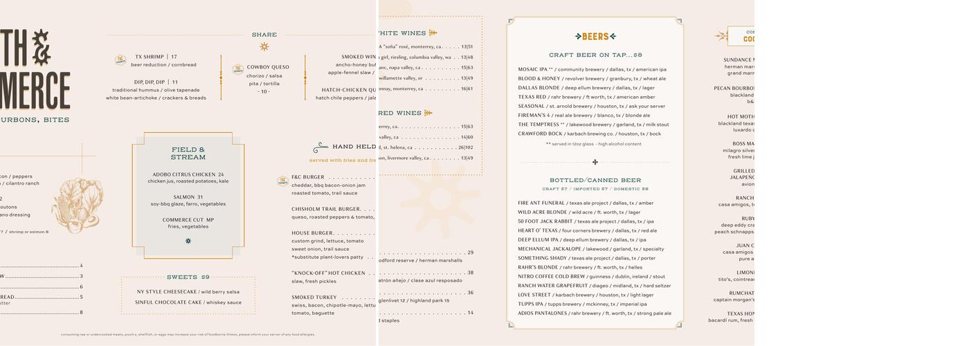 Fifth & Commerce Menu