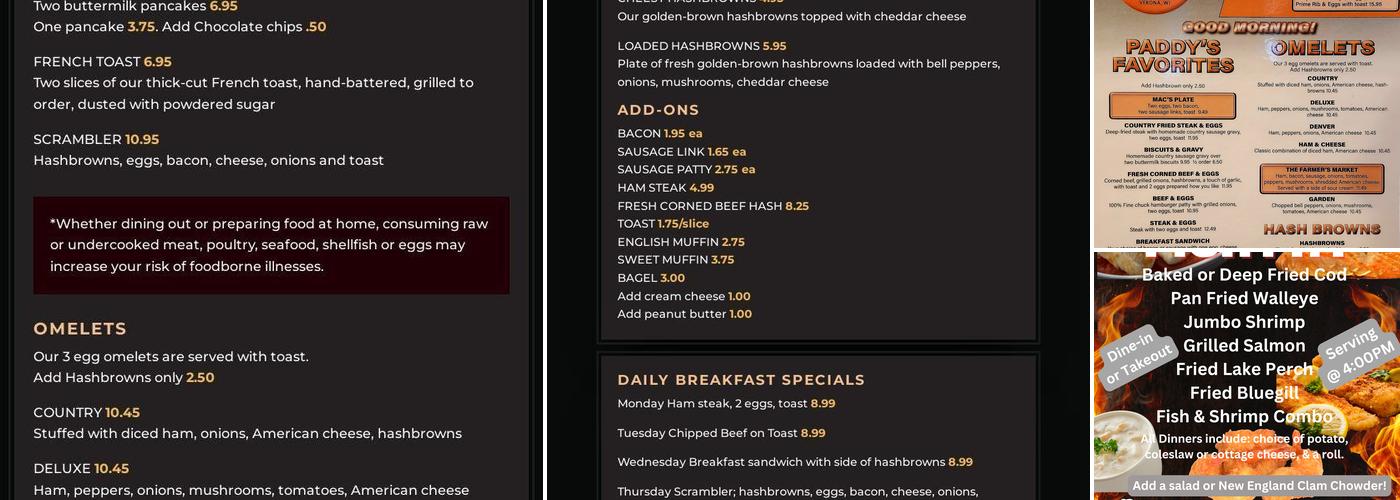 Paddy Mac's Neighborhood Pub & Grill Menu