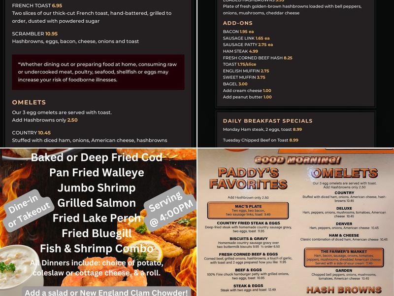 Paddy Mac's Neighborhood Pub & Grill Menu