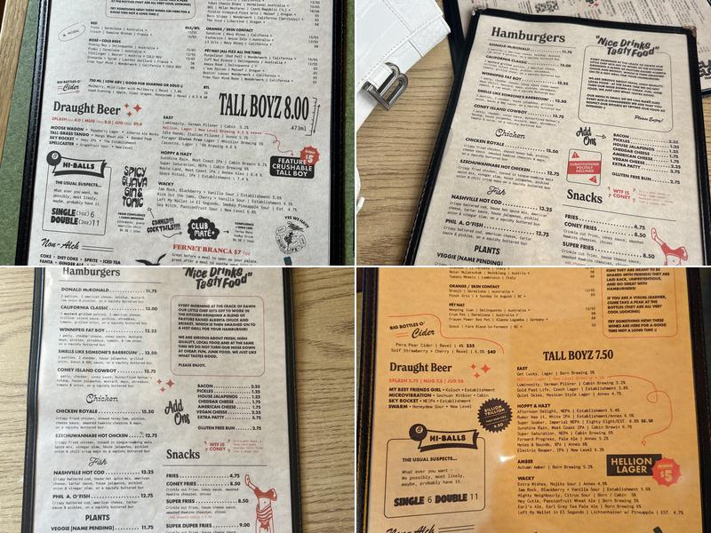 Class Clown Hamburgers Menu