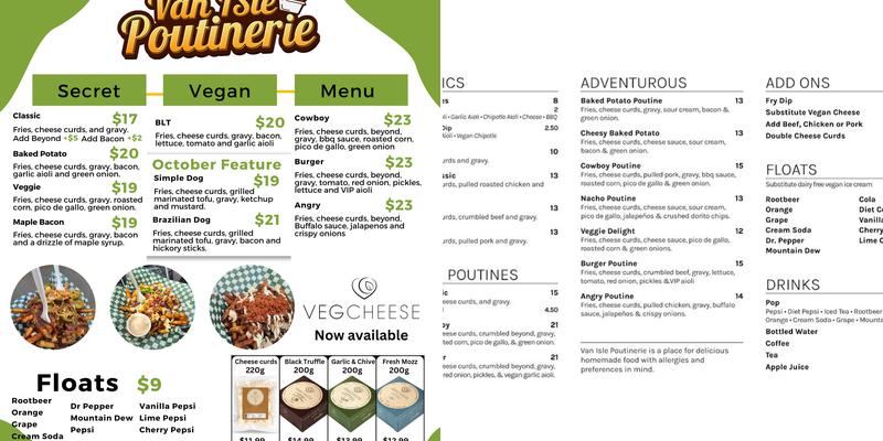 Van Isle Poutinerie Menu