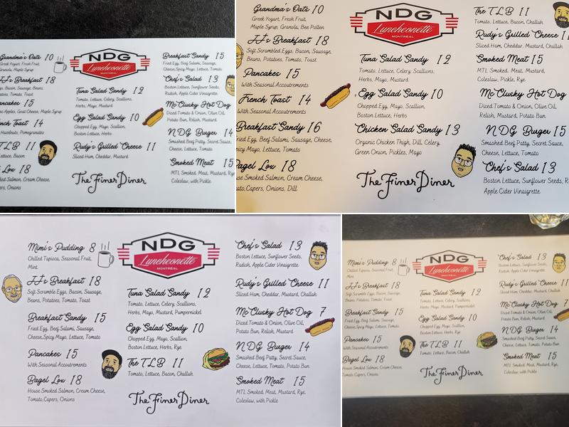 NDG Luncheonette Menu