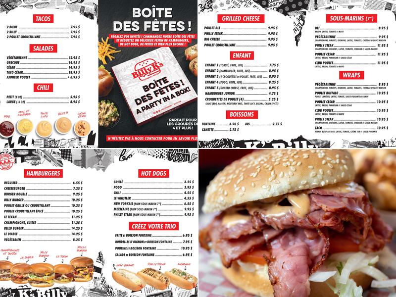 Billy K's Menu