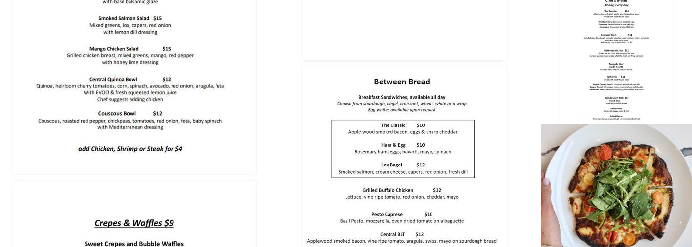 Central Cafe Menu