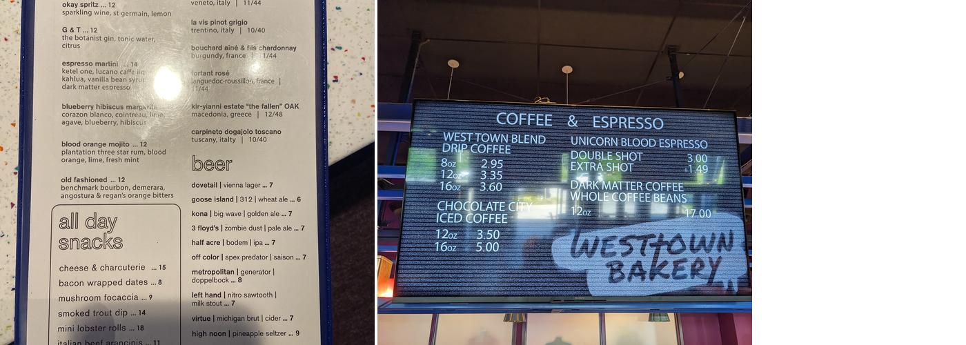 West Town Bakery Menu