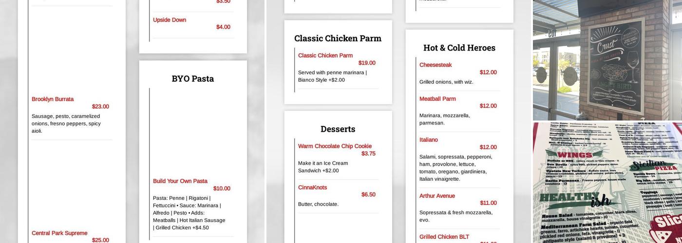 Crust Pizzeria Tempe Menu