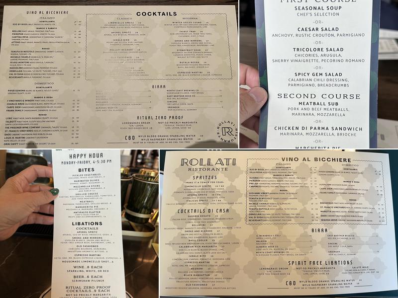 Rollati Ristorante Menu