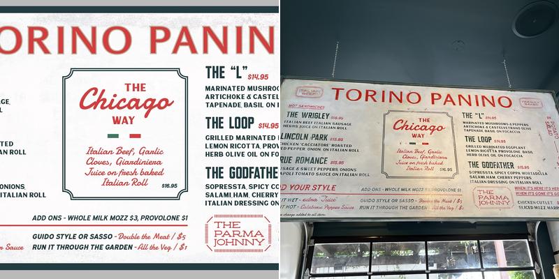 Torino Panino Menu