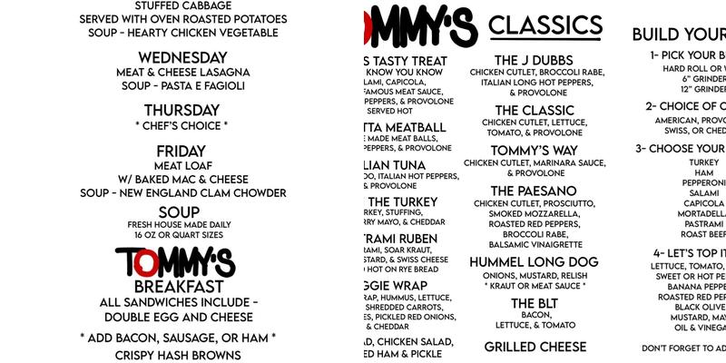 Tommy's Place & Market Menu