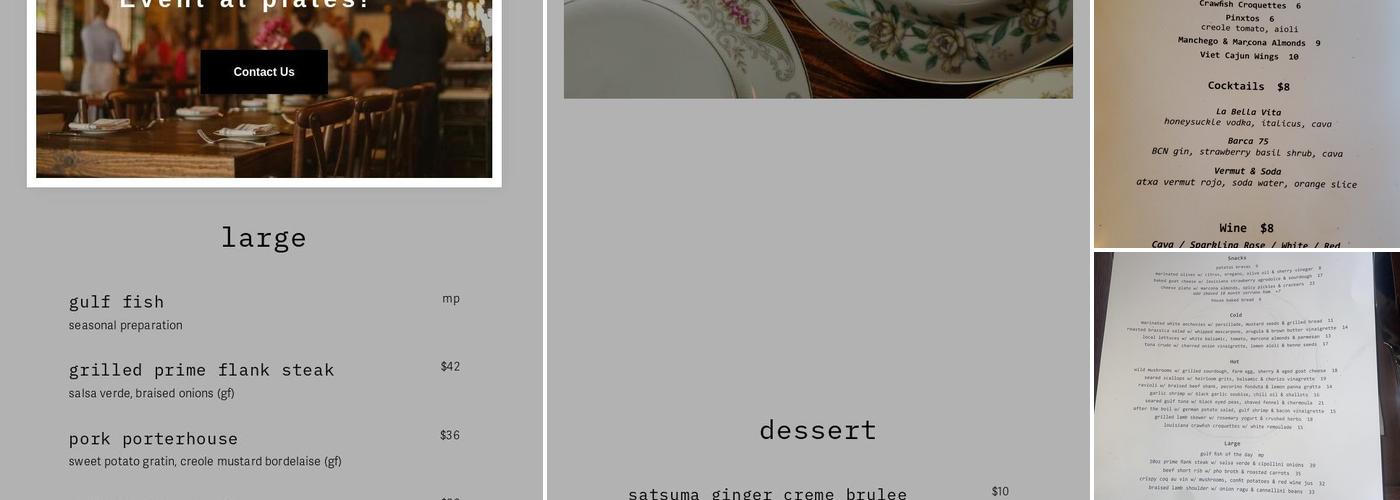 Plates Restaurant & Bar Menu