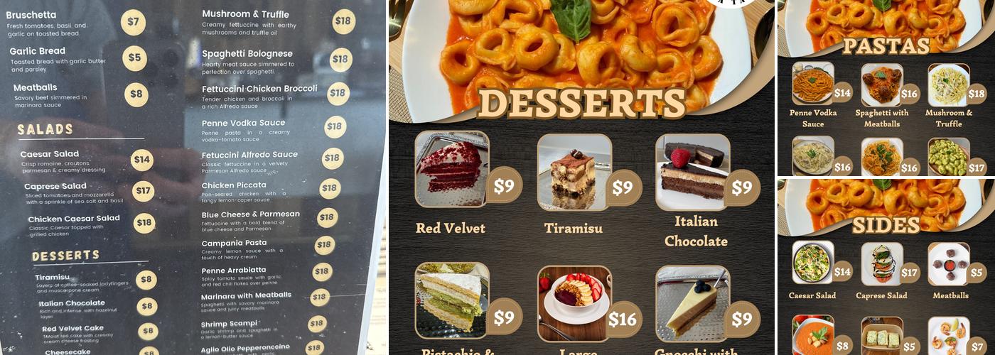 Pasta Tanas Menu