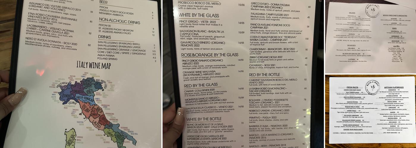 Water & Wheat Menu