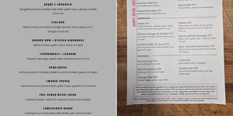 Heavy Metal Sausage Co. Menu