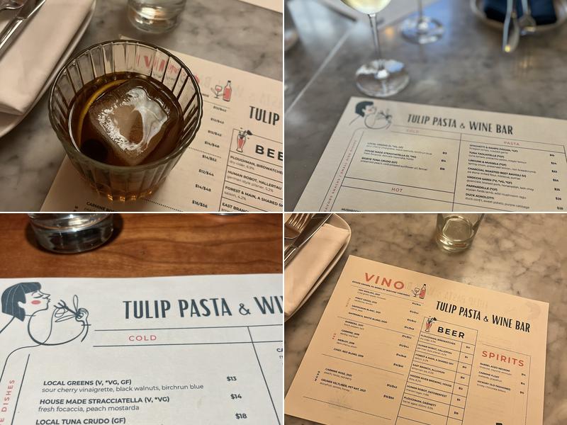 Tulip Pasta & Wine Bar Menu