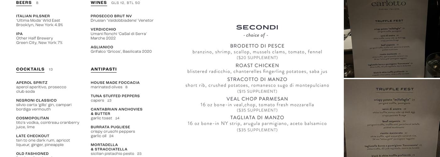Carlotto Menu