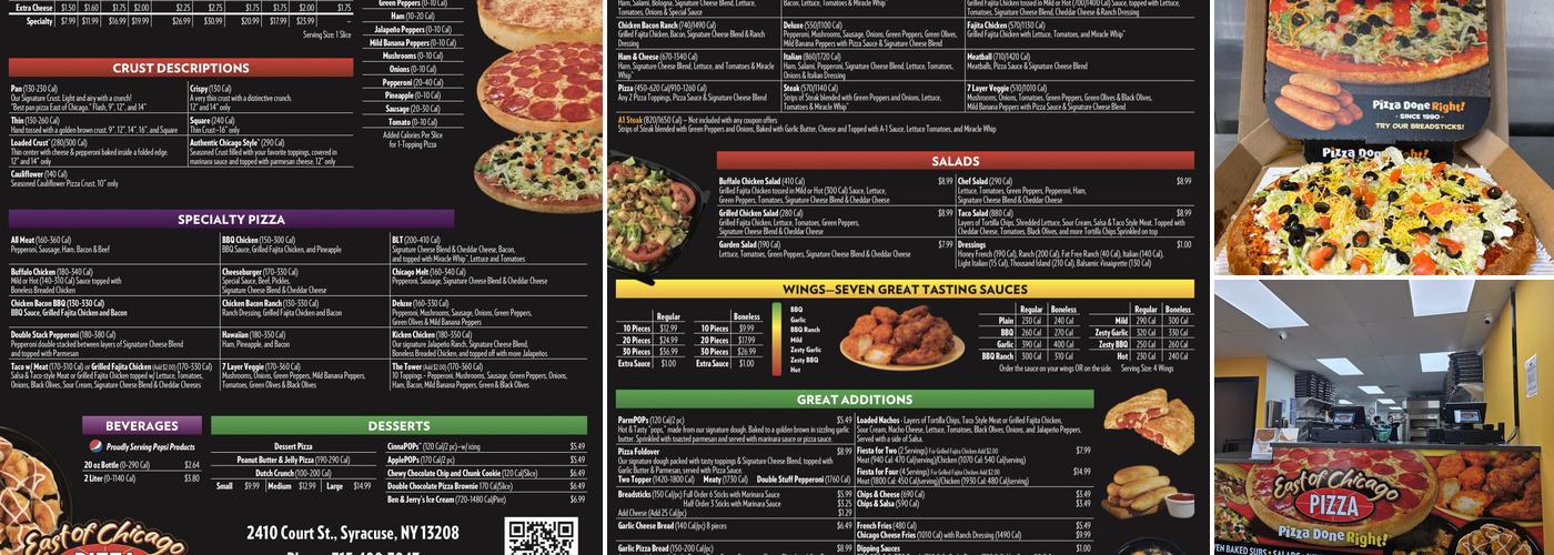 East of Chicago Pizza - Syracuse Menu