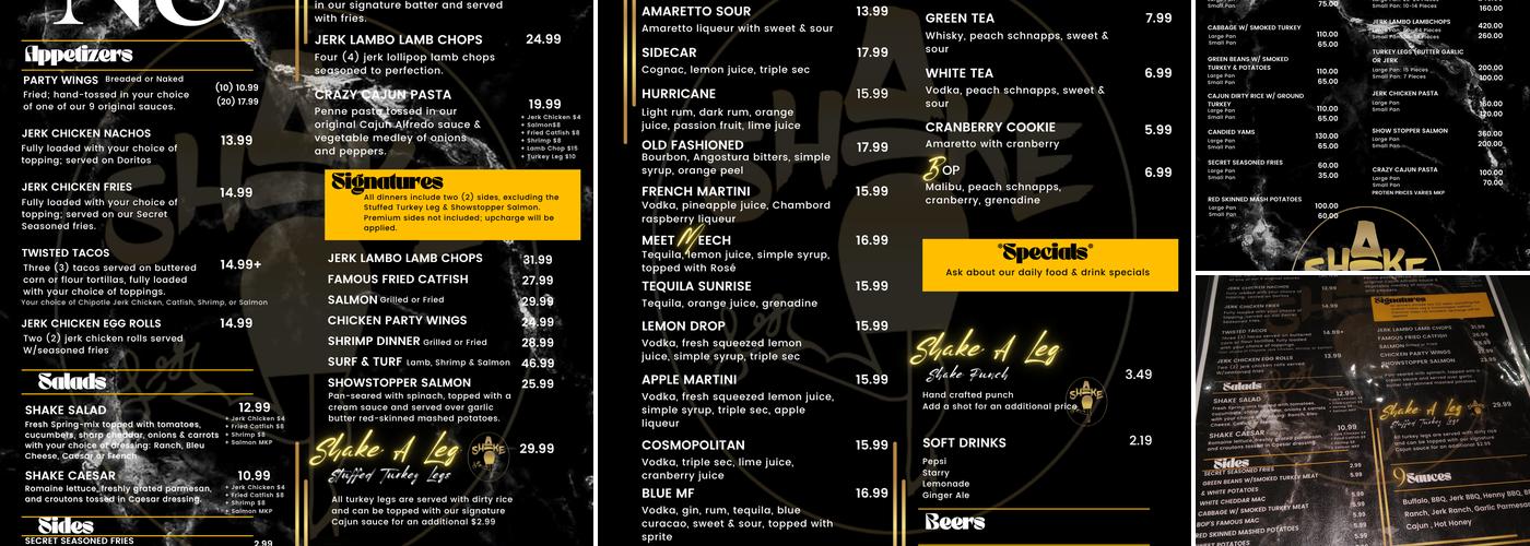 Shake A Leg Menu