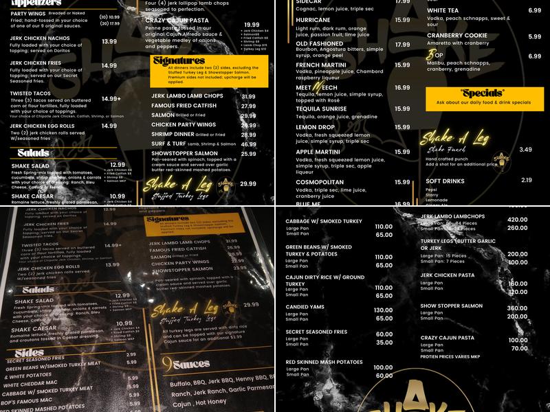Shake A Leg Menu