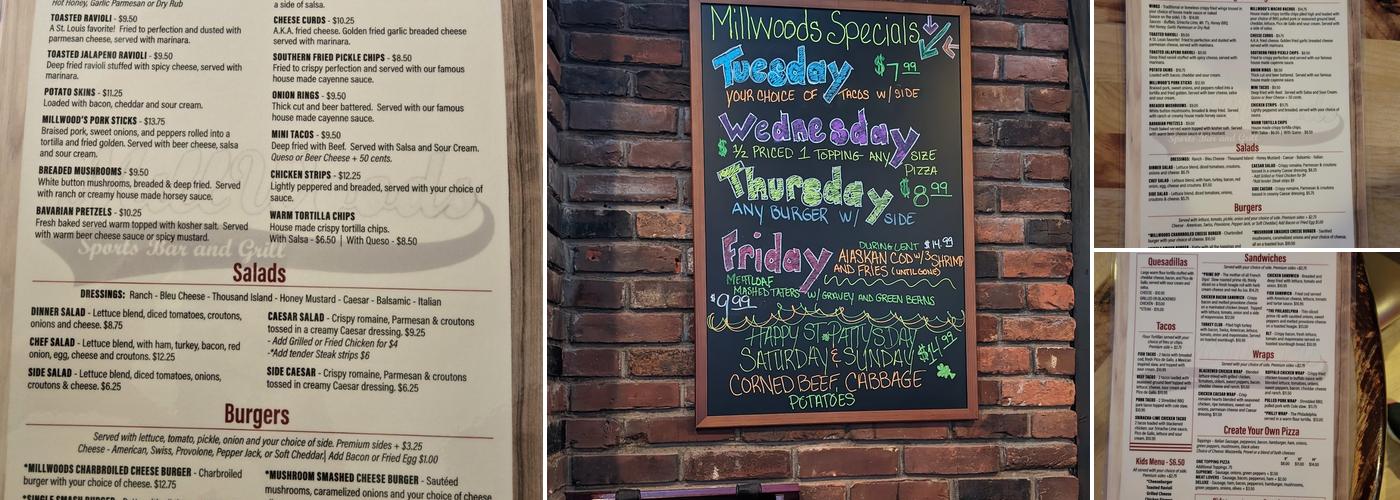 Millwoods Sports Bar and Grill in Maryland Heights Menu