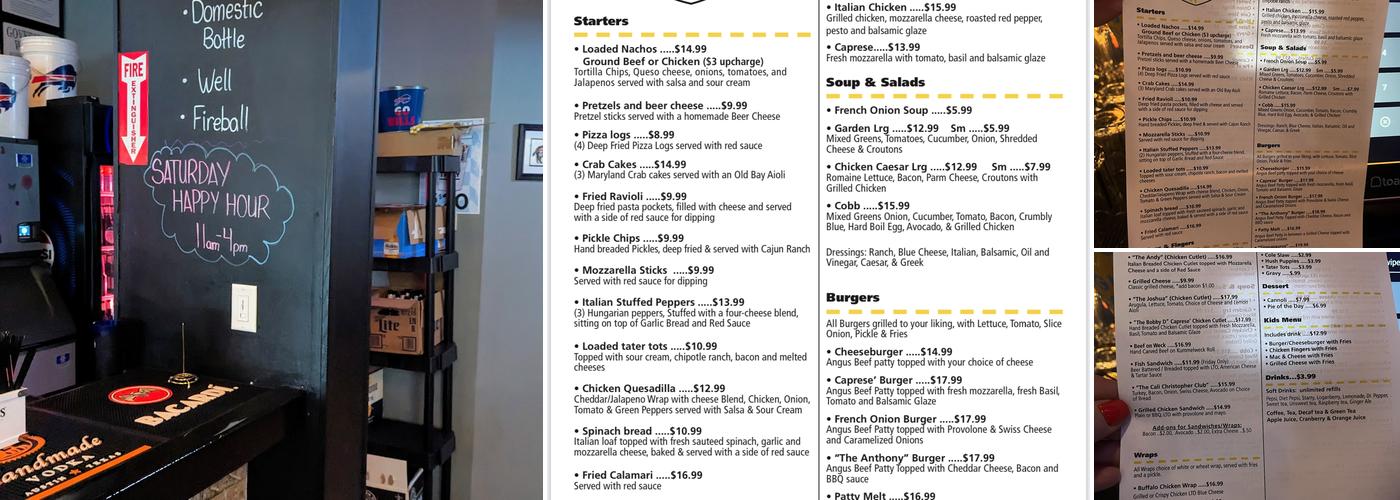290 Slide, Sports Bar & Grill Menu