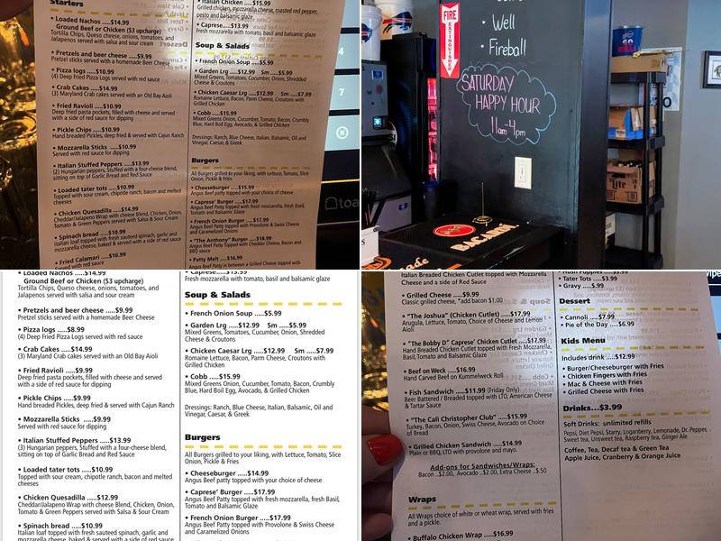 290 Slide, Sports Bar & Grill Menu