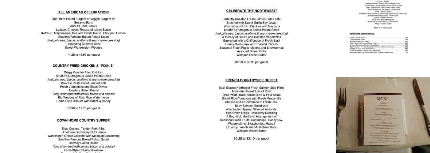 Snuffin's Catering Menu