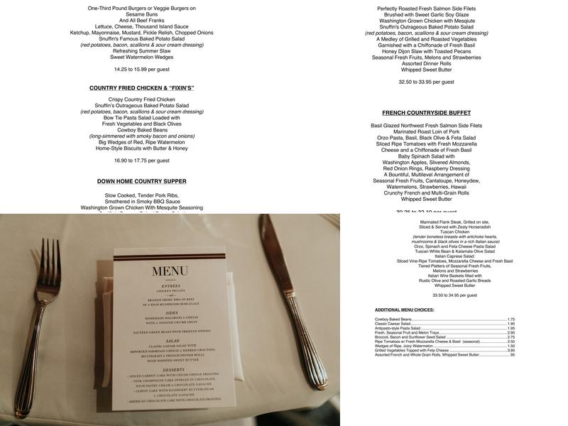 Snuffin's Catering Menu