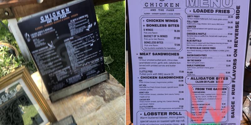 Chicken and the farm Menu