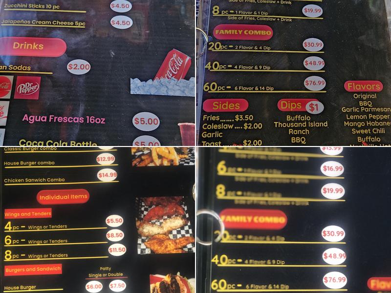 Hot Tender Wings Menu