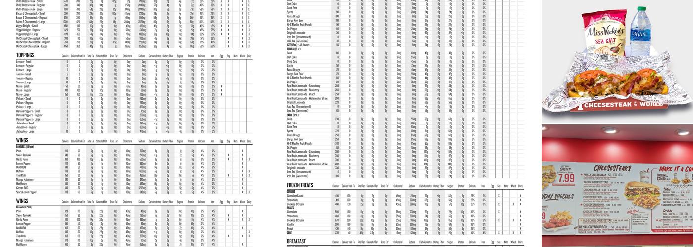 Charleys Cheesesteaks and Wings Menu