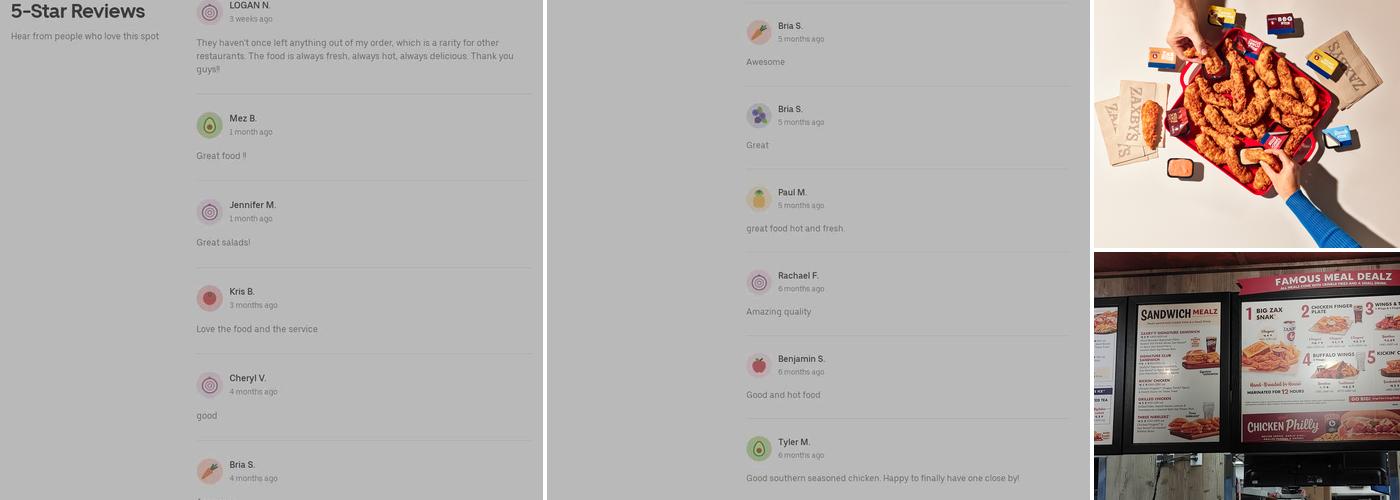 Zaxby's Chicken Fingers & Buffalo Wings Menu