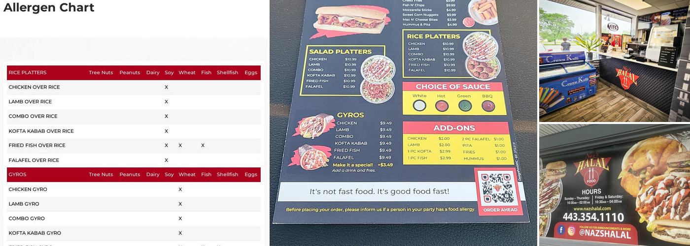 Nazs Halal Food - Glen Burnie Menu