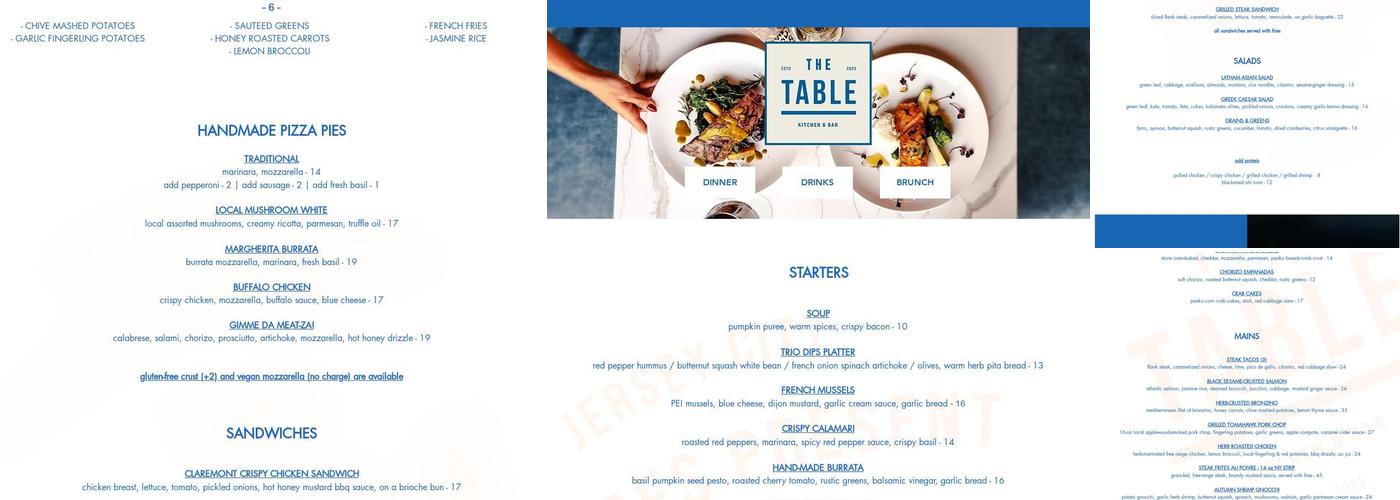 The Table Menu