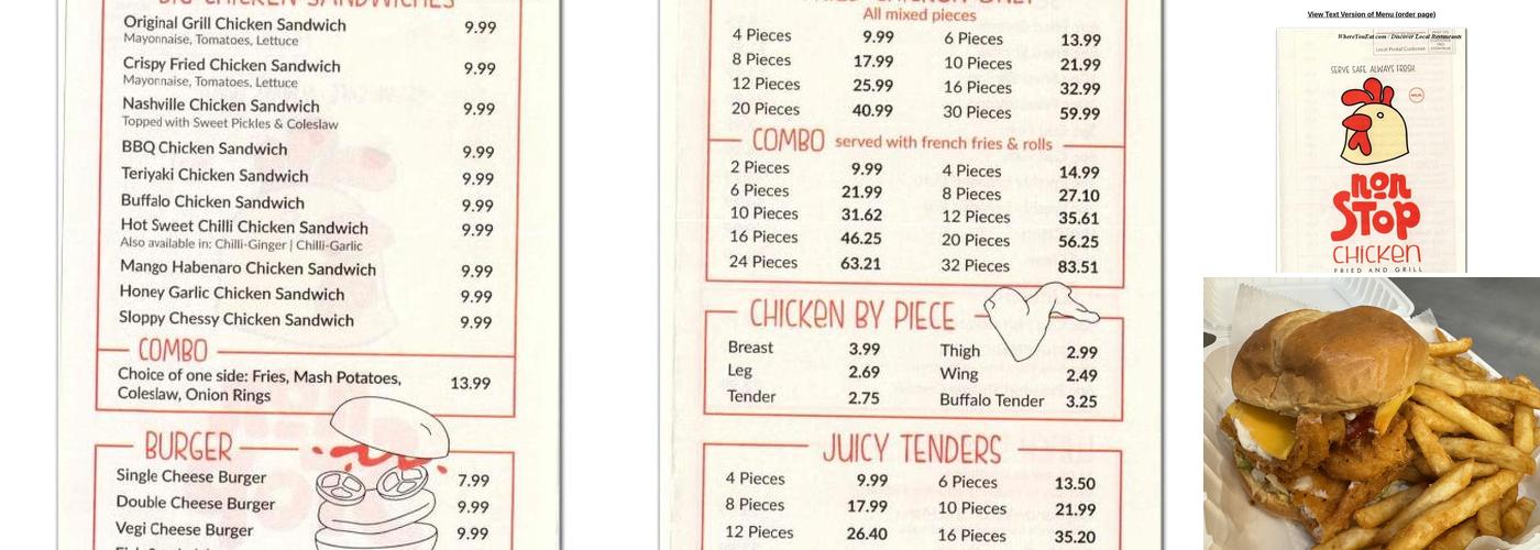 Non Stop Chicken Menu