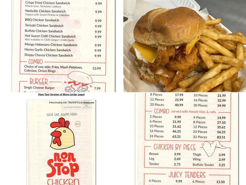 Non Stop Chicken Menu