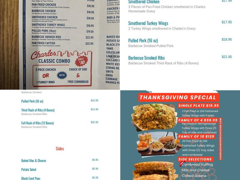 Charles Pan-Fried Chicken Menu