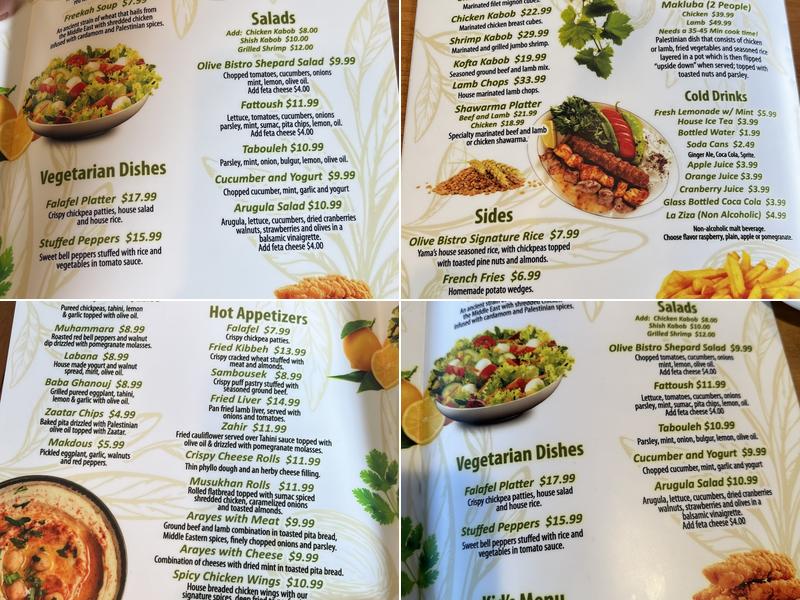 The Olive Bistro Menu