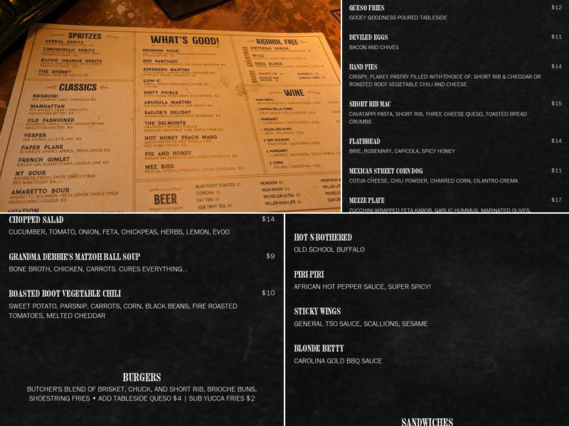 Goody Two Shoes Menu