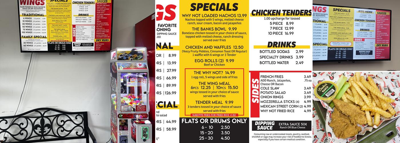 Why Not Wings Menu