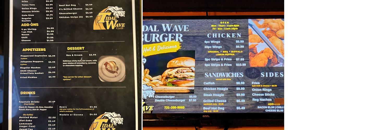 Tidal Wave Grill Menu