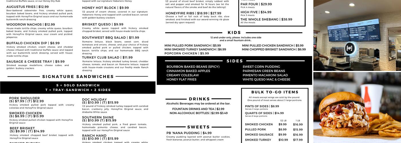 HoneyFire BBQ Menu
