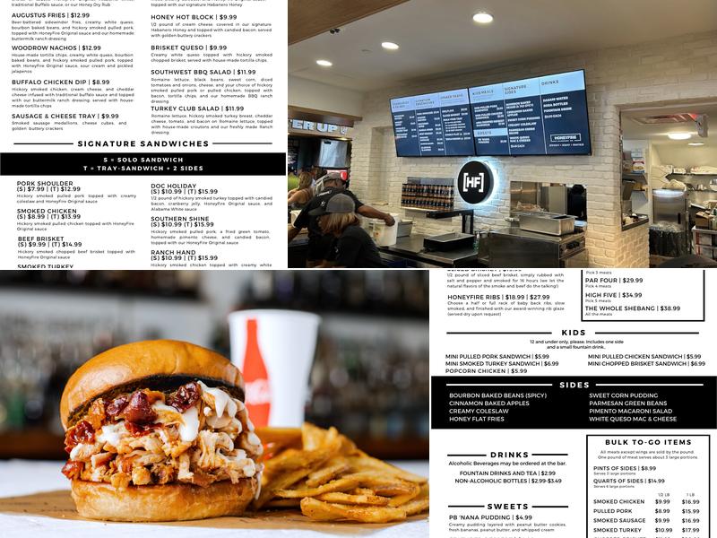 HoneyFire BBQ Menu