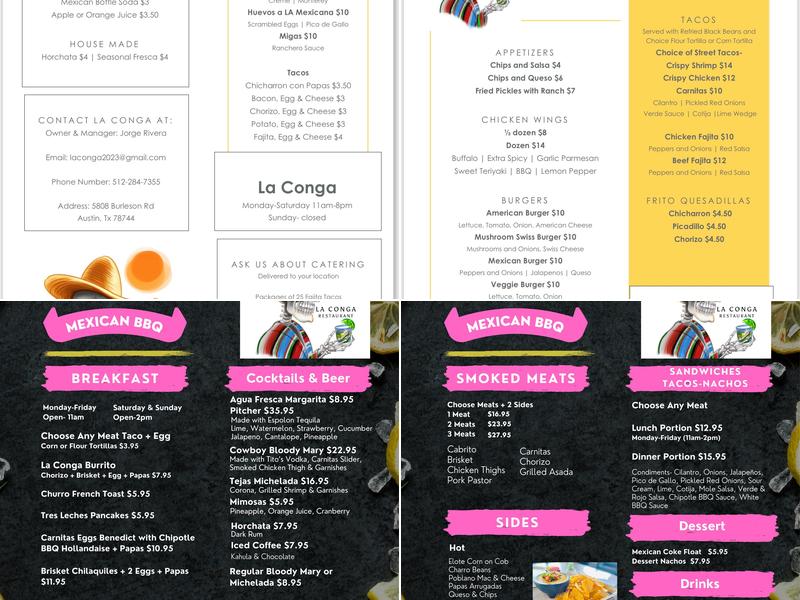 La Conga Menu