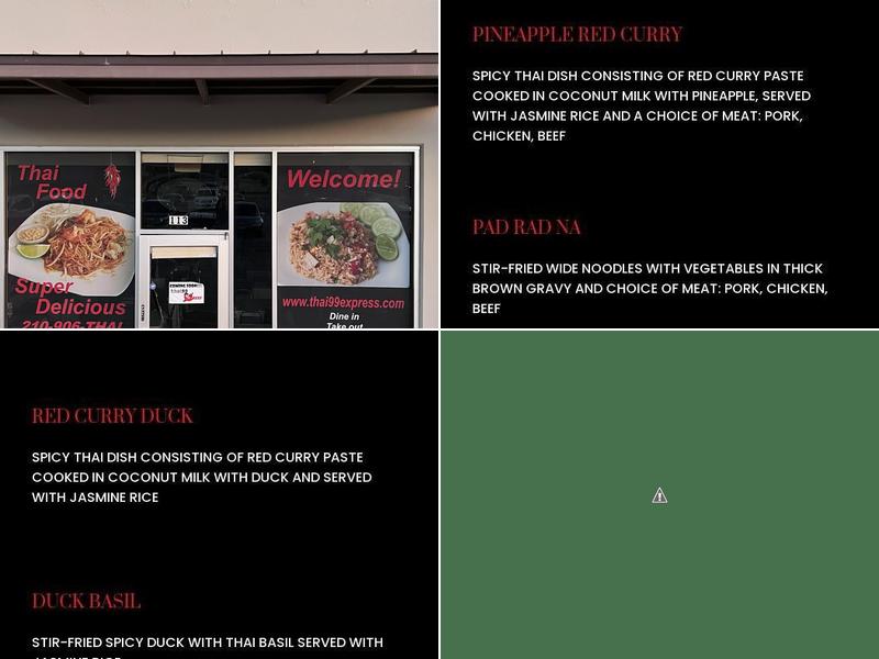Thai99 Express Menu